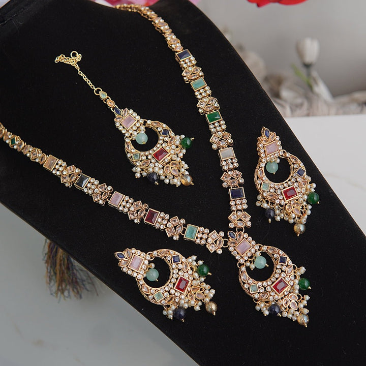 Twinkling Gemstones Necklace Earrings Set - RS ZEVARS