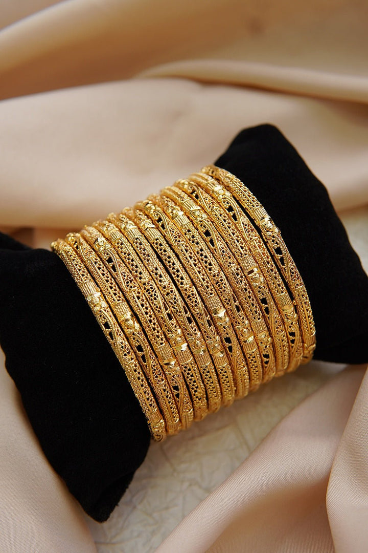 12 Pcs Gold Look Churi Set - RS ZEVARS