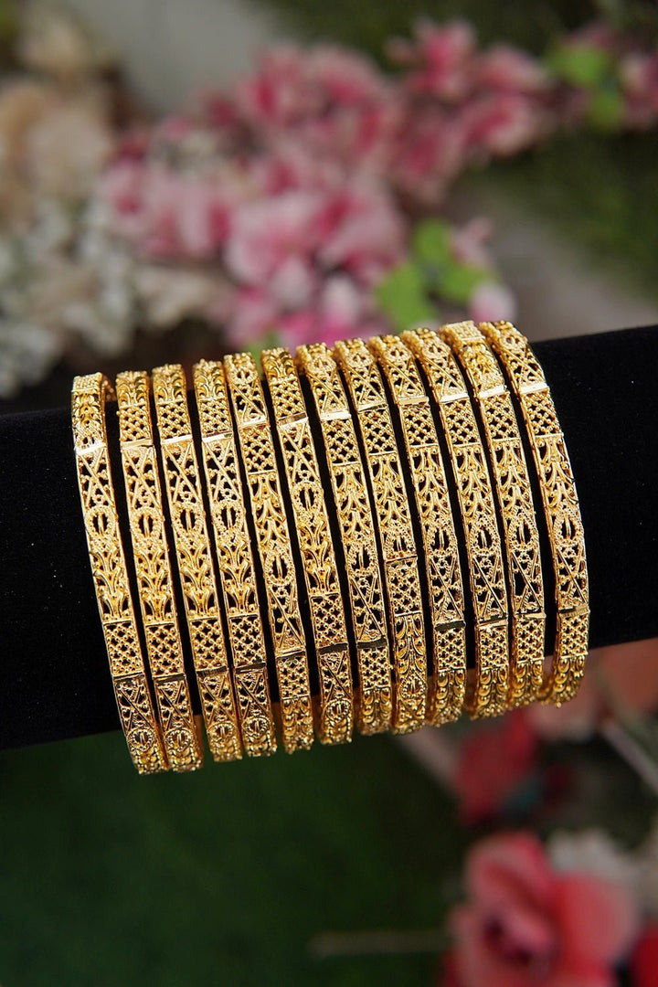 12 Pieces Gold Look Like Bangles - RS ZEVARS