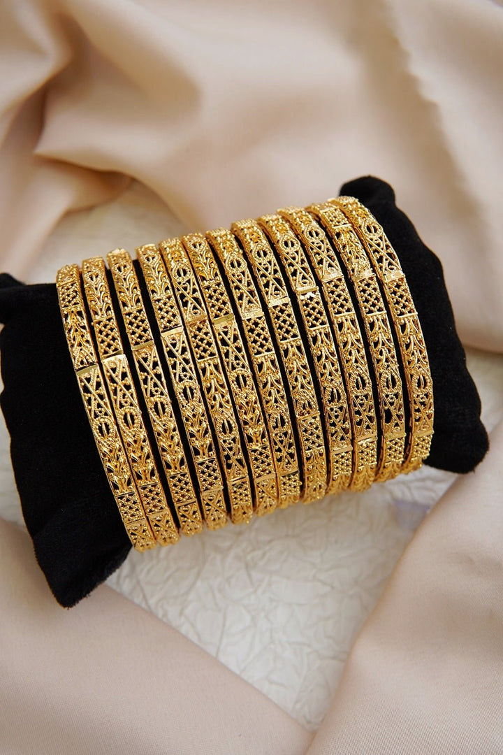 12 Pieces Gold Look Like Bangles - RS ZEVARS