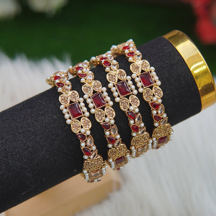 4 Pcs Gemstone Beautiful Bangles Set - RS ZEVARS