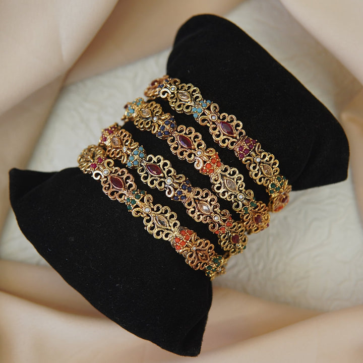 4 Pieces Antique Navratan Bangles - RS ZEVARS