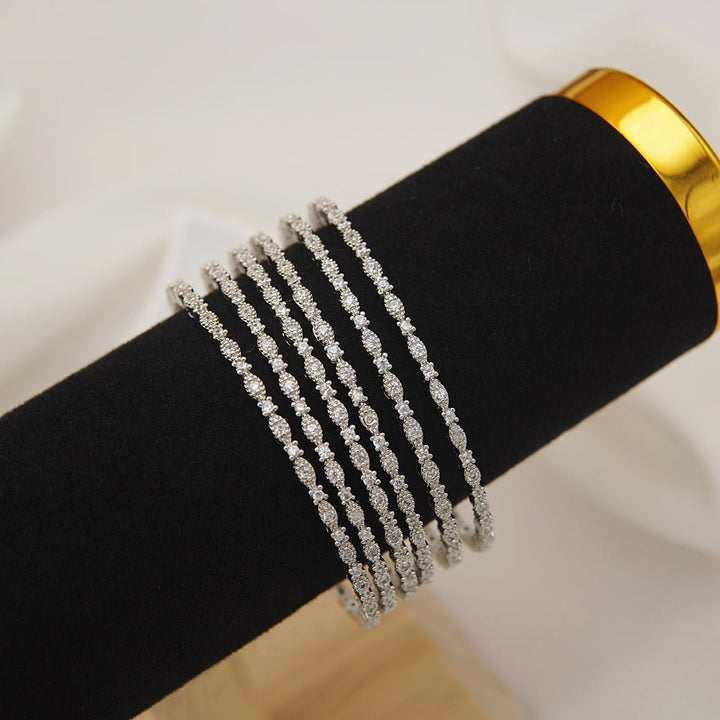 6 Pcs Cubic Zirconia Silver Bangles - RS ZEVARS