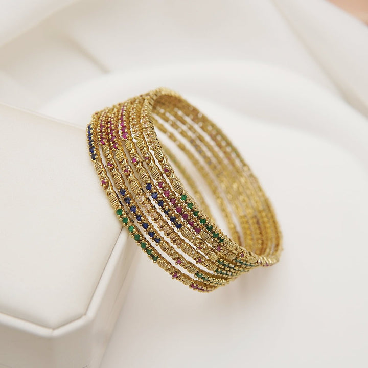 6 Pcs Zircons Elegance Bangles - RS ZEVARS