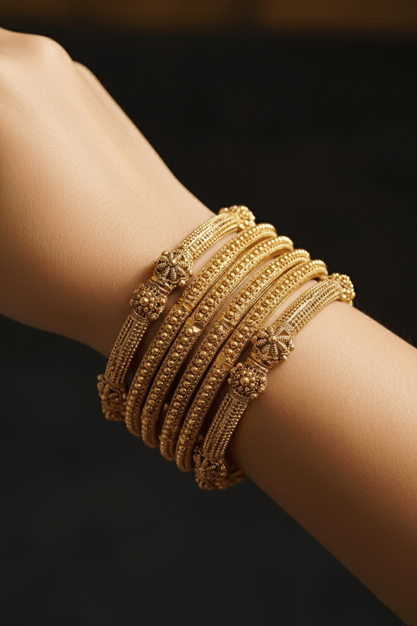 6 Pieces Antique Gold Kangan Set - RS ZEVARS