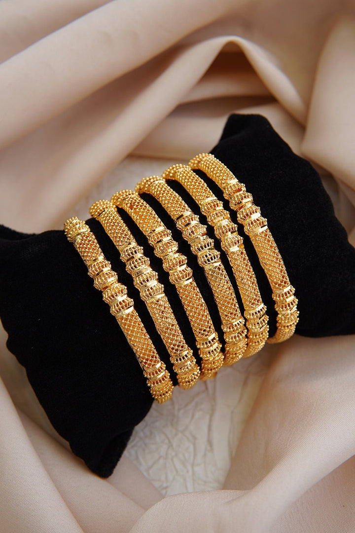 6 Pieces Gold Lookalike Kangans - RS ZEVARS
