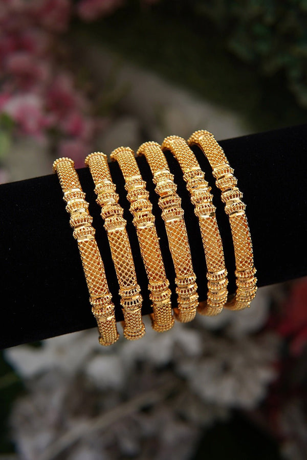 6 Pieces Gold Lookalike Kangans - RS ZEVARS