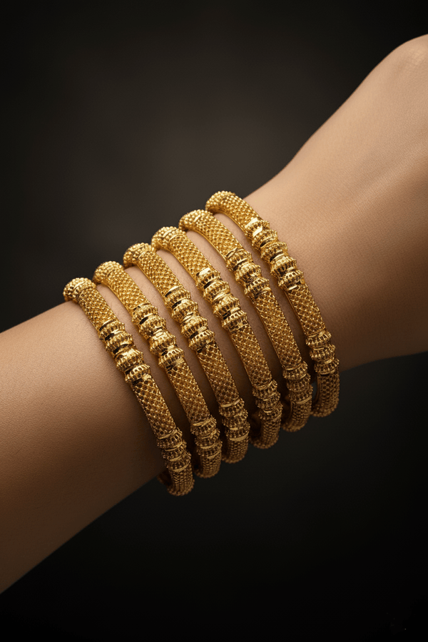 6 Pieces Gold Lookalike Kangans - RS ZEVARS