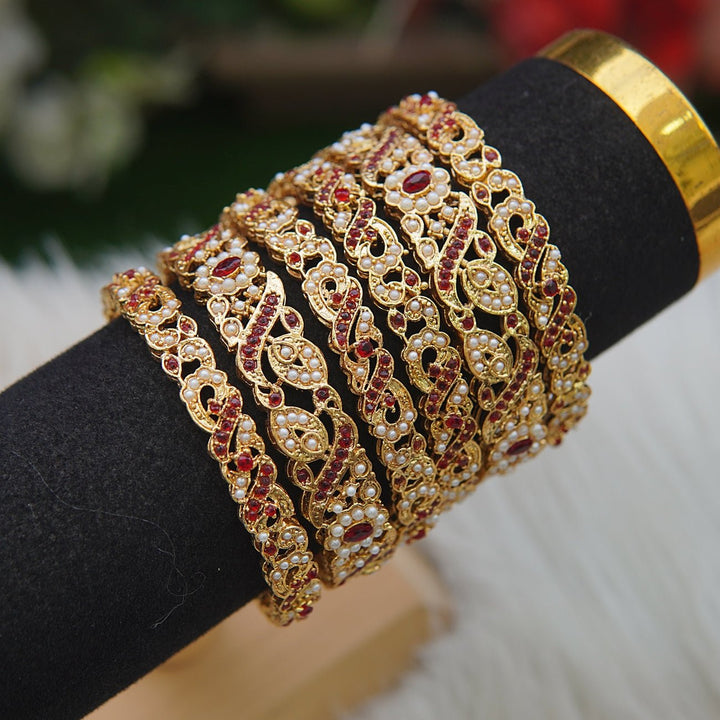 7 Pieces Stunning Gold Look Churi Karay Set - RS ZEVARS