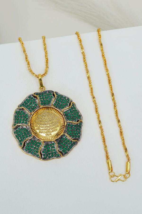 Gold Plated Zircons Ayat ul Kursi Pendant