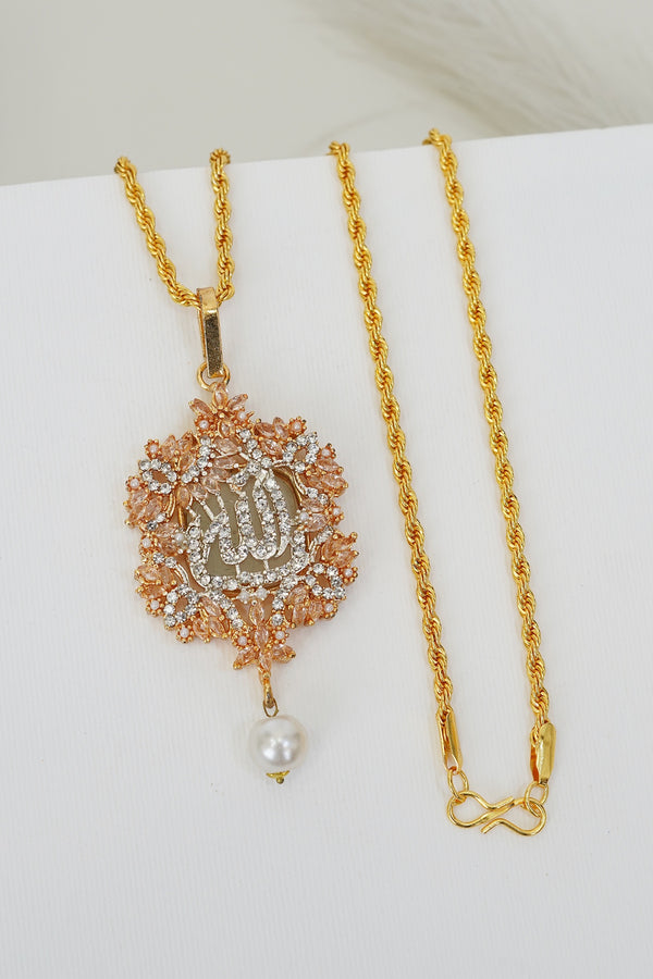 Semi Gemstone Calligraphy Pendant