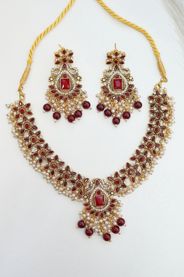 Royal Blossom Gems Necklace Set
