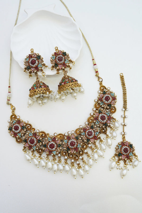 Turkish Royal Multi Zircon Necklace Set