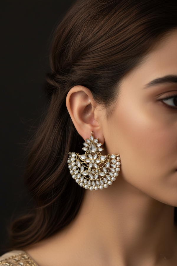 Antique Kundan Sahare Chand Bali