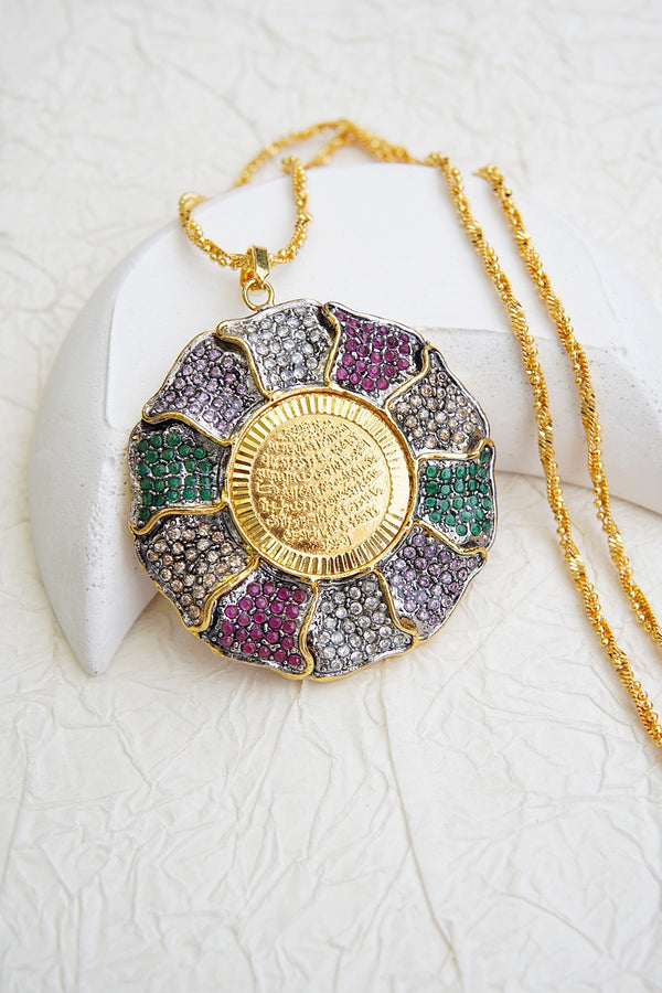 Gold Plated Zircons Ayat ul Kursi Pendant