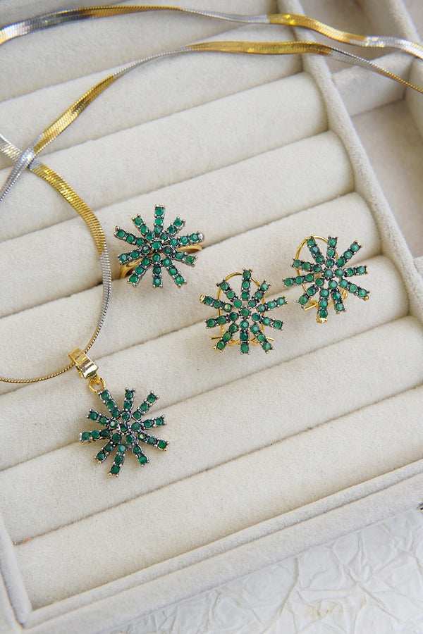 Cubic Zirconia Flower Combo Set