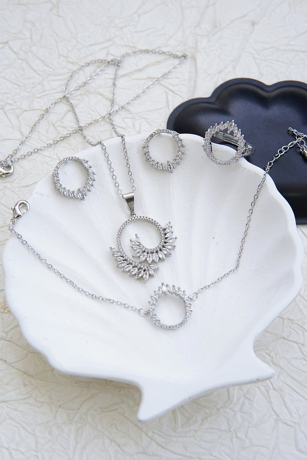 Zirconia Bracelet, Earrings, Ring Combo