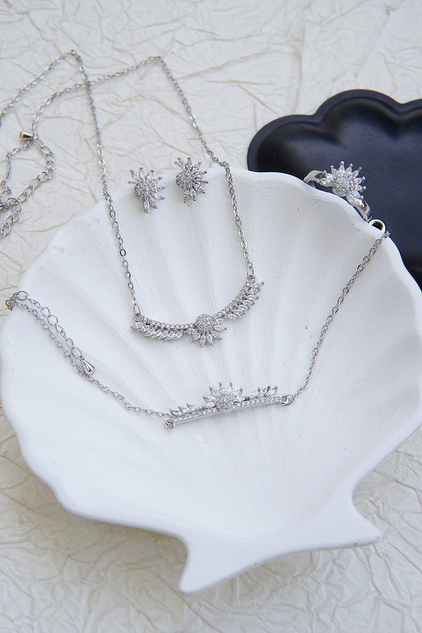 Zirconia Pendant Set With Bracelet & Ring