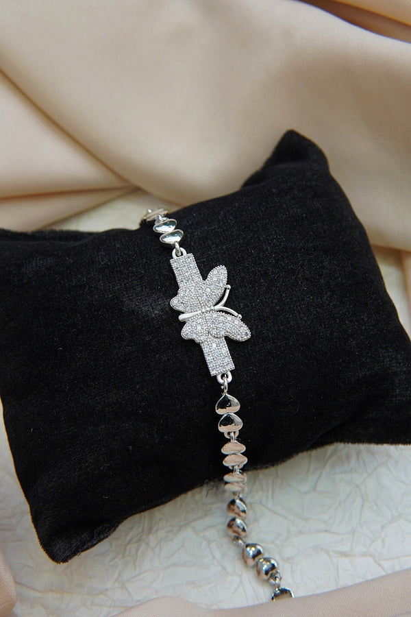 Silver Zircons Butterfly Design Bracelet