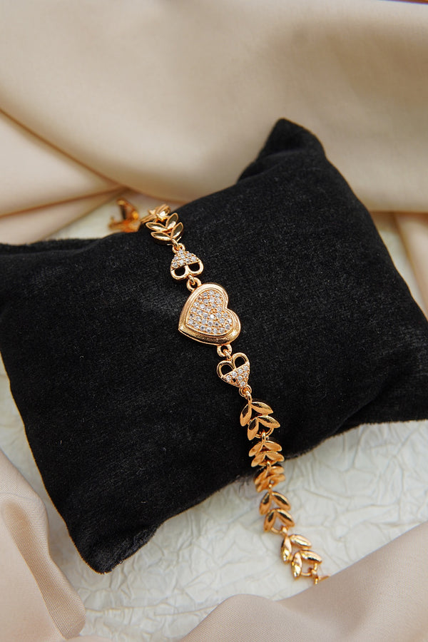 Zirconia Heart Design Rose-Gold Bracelet