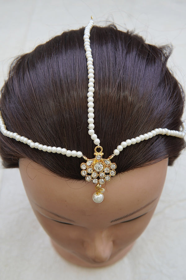 Traditional Kundan Pearl Matha Patti For Kids