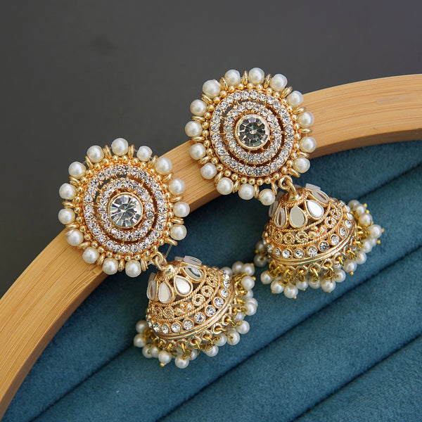 Mehergold Kundan Pearl Jhumka Earrings