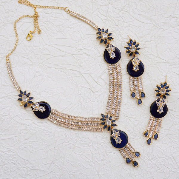 Double Neckline Cubics & Gemstone Necklace Set