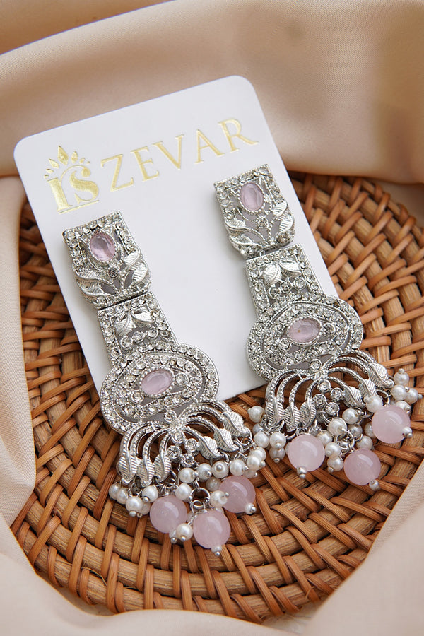 Hand Crafted Long Gems Earrings