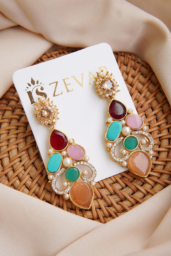 Elegant Egyptian Gemstones Earrings