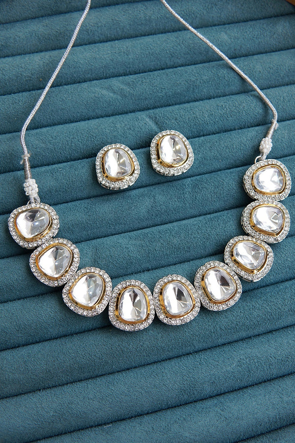Two-Tone Cut Kundan Necklace Set