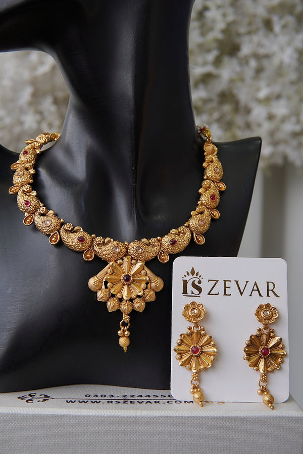 Rajwadi Copper Gold Necklace Set