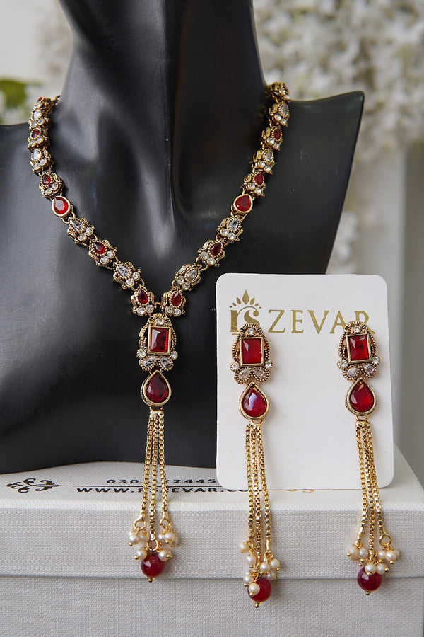 Turkish Gemstones Latkan Necklace Set