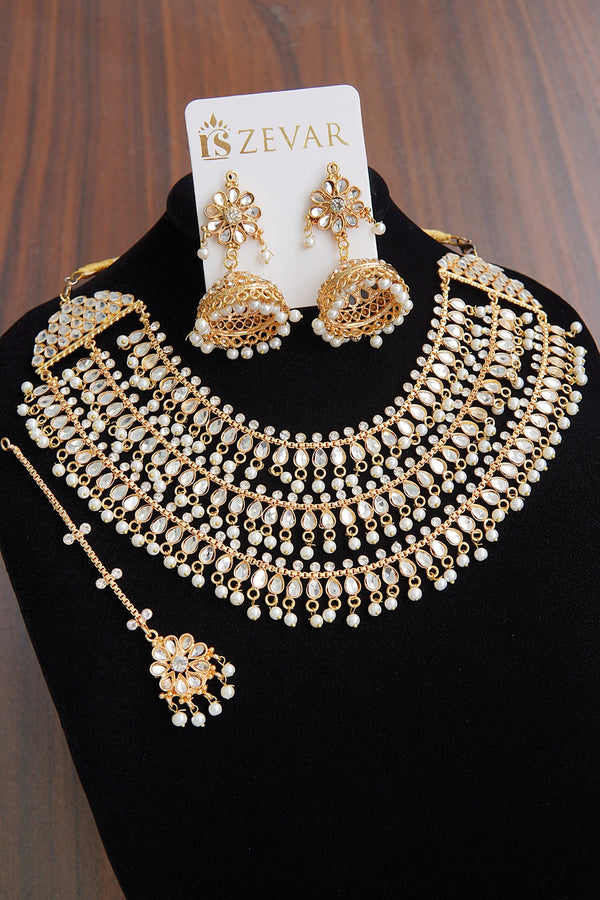 Kundan 3 Line Necklace Set