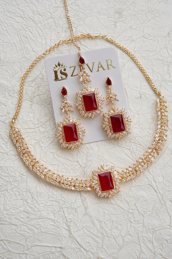 Sparkling 3D Zirconia Necklace Set