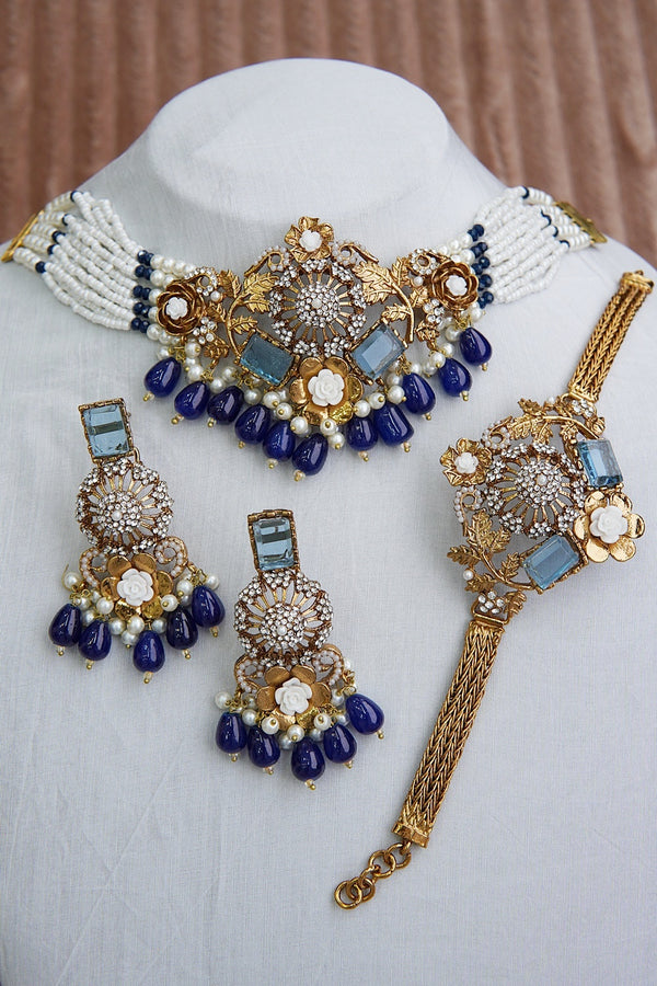 Antique Gold Turkish Choker Set With Bracelet