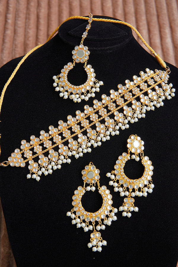 Gold Plated Kundan Guluband Bali Set