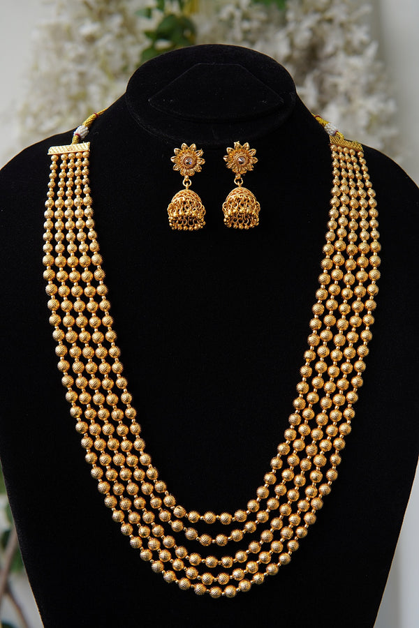 Gold Plated Rajwadi Style 5 Layers Mala Set