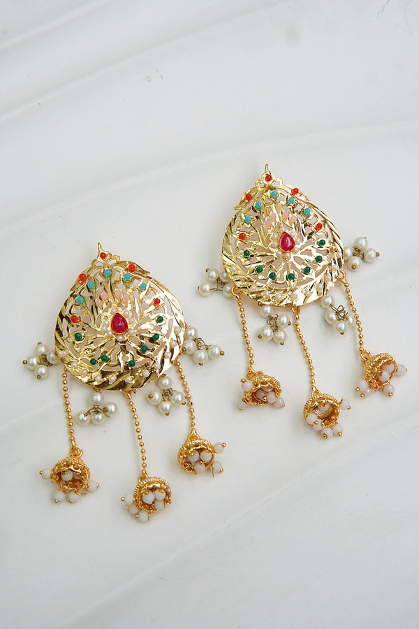 Hyderabadi Navratan 3 Step Studded Jhumkey