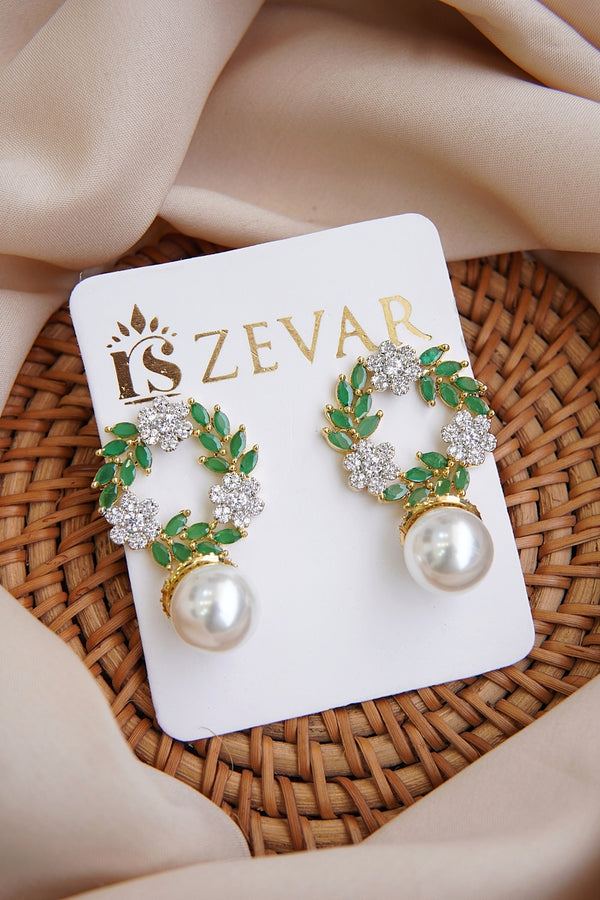 Two-Tone Cubic Zirconia Studded Earrings