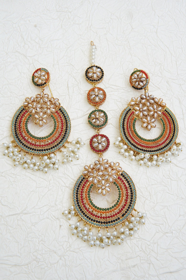 Navratan Micro Work Earring Teeka