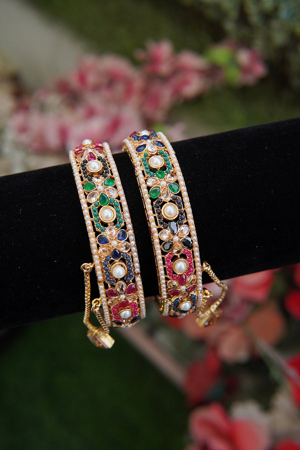 Semi-Gems Zircons Pearls Bangles Pair