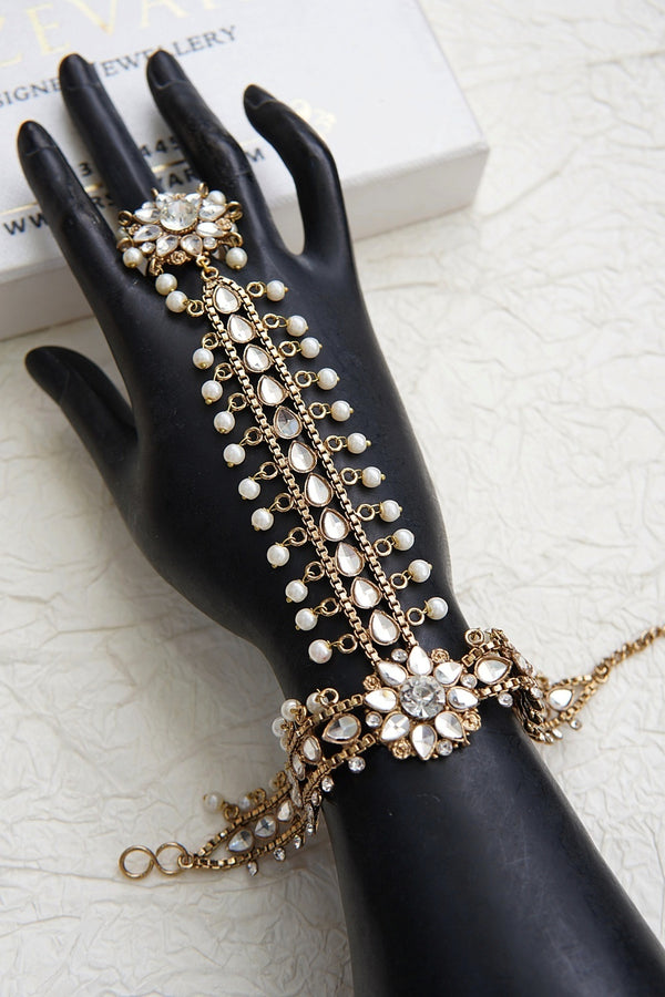 Zay Kundan Pearls Latkan Anja Bracelet