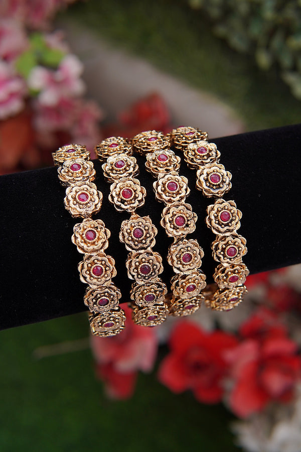 4 Pcs Copper Gold Kangans