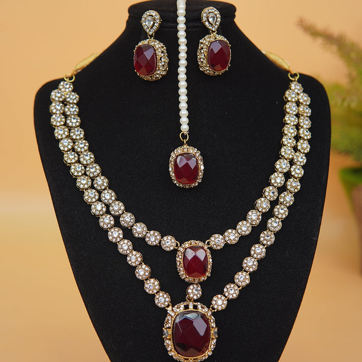 Antique Double Neckline Necklace Set - RS ZEVARS