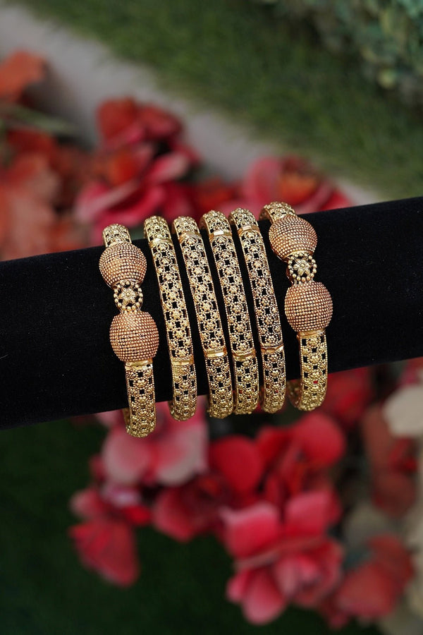 Antique Finish Madrasi Kara 6 Pcs Bangles - RS ZEVARS