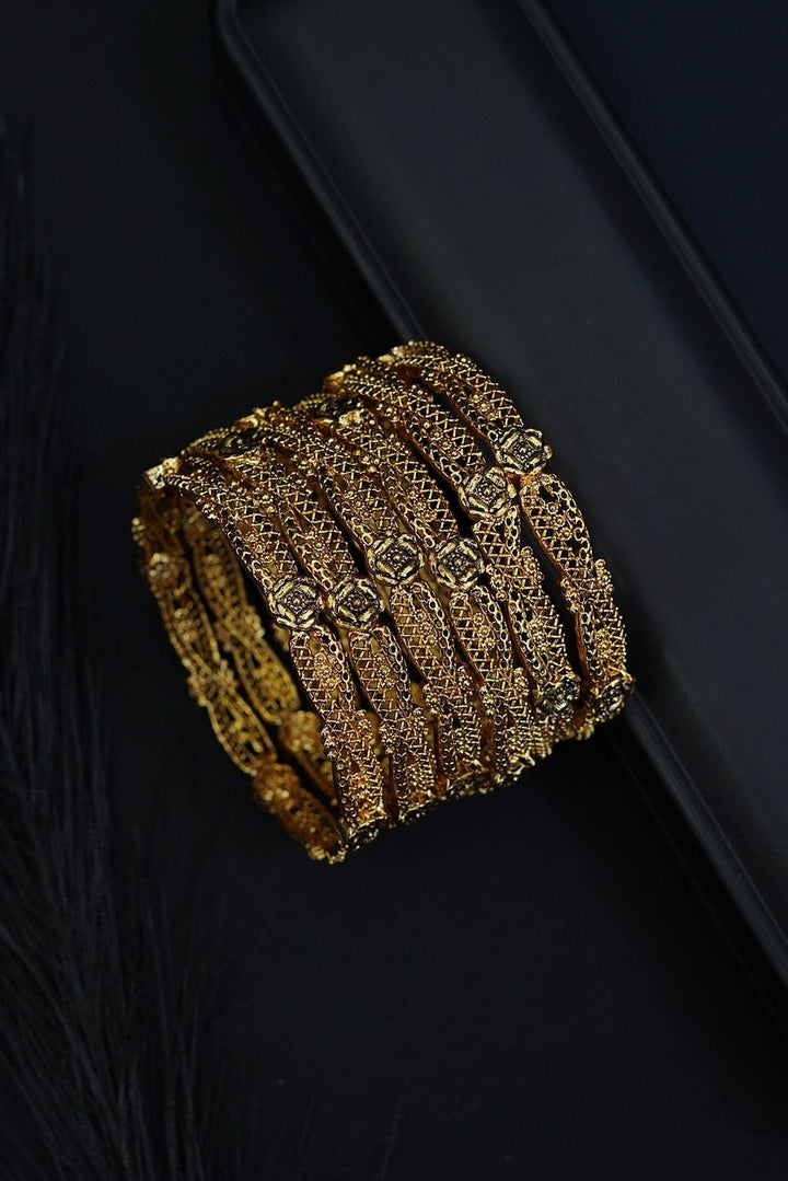 Antique Gold 6 Piece Bangle Set Turkish Style | RS ZEVAR