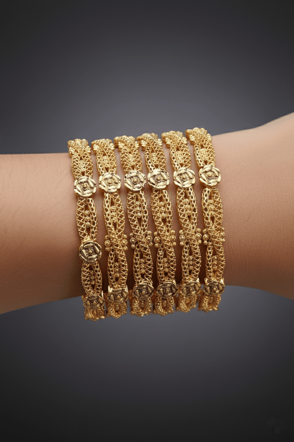 Antique Gold 6 Pieces Kangan Set - RS ZEVARS