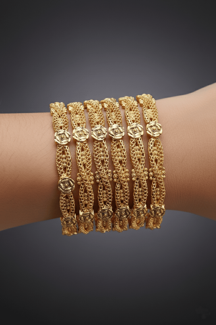 Antique Gold 6 Pieces Kangan Set - RS ZEVARS