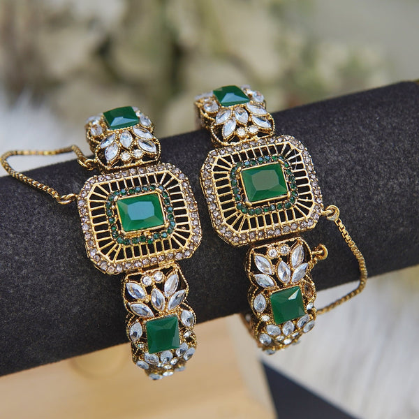 Antique Gold Gemstones Kangan - RS ZEVARS
