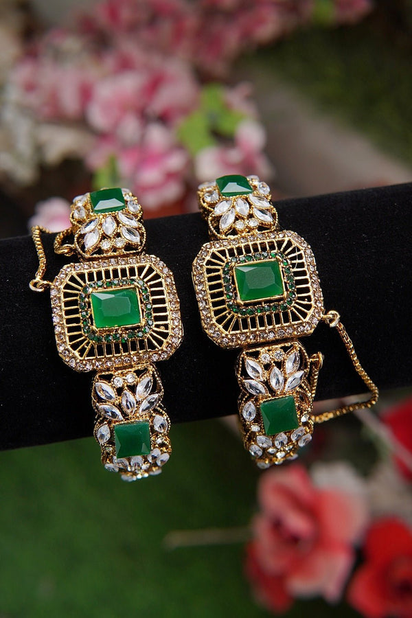 Antique Gold Gemstones Kangan - RS ZEVARS